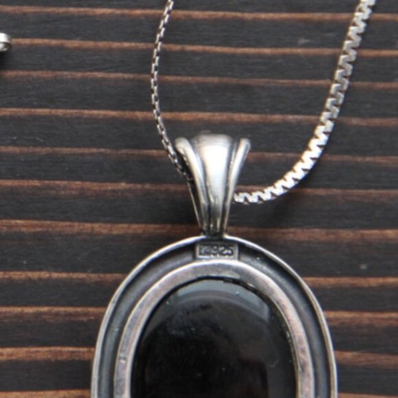 Sterling Smoky Quartz Cabachon Necklace with 925 Chain - Picture 7 of 10